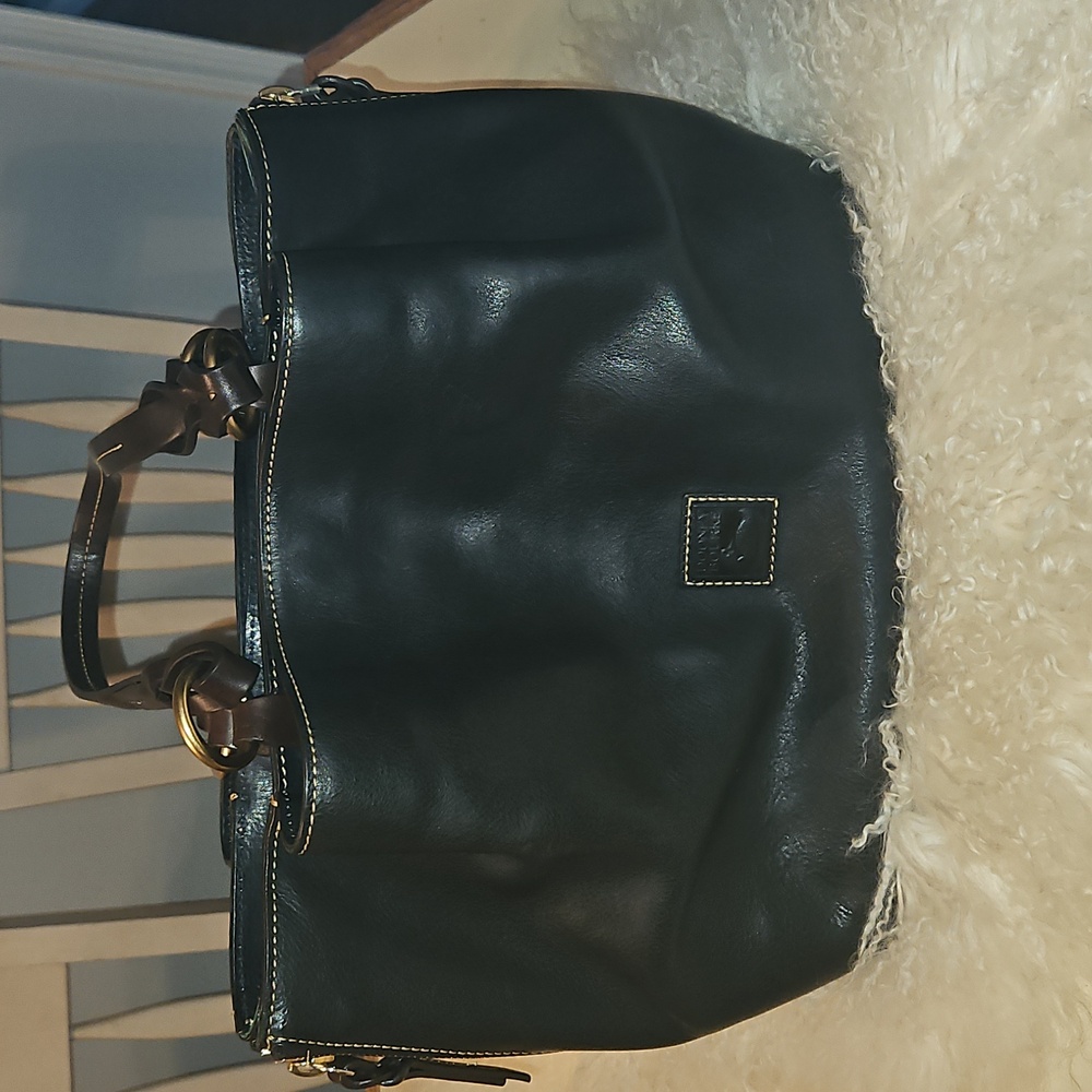 Dooney & Bourke Navy Barlow Bag  Florentine Leather - LARGE ZIPPERED